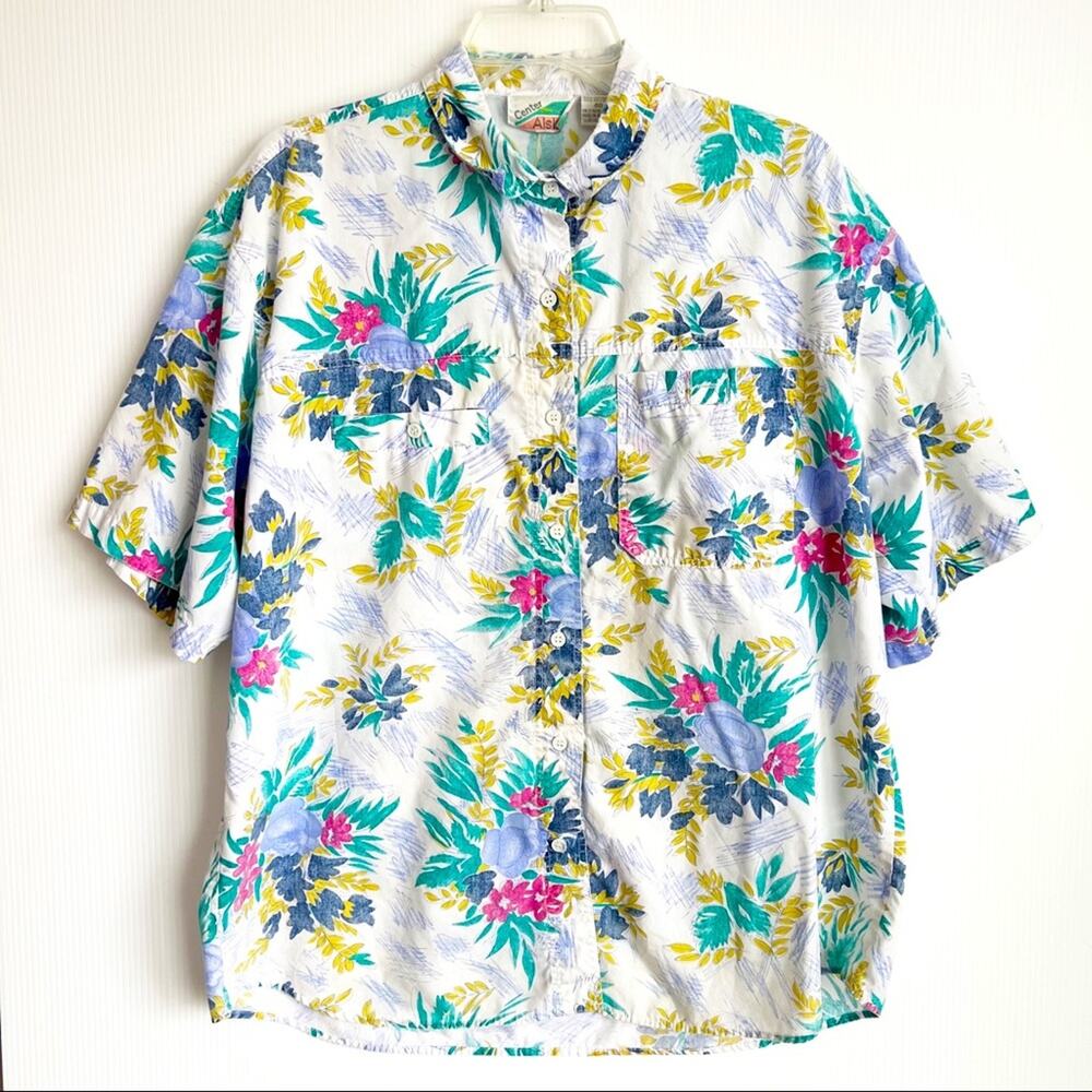 Vintage 80s Center Aisle Tropical Hawaiian Button Down Shirt